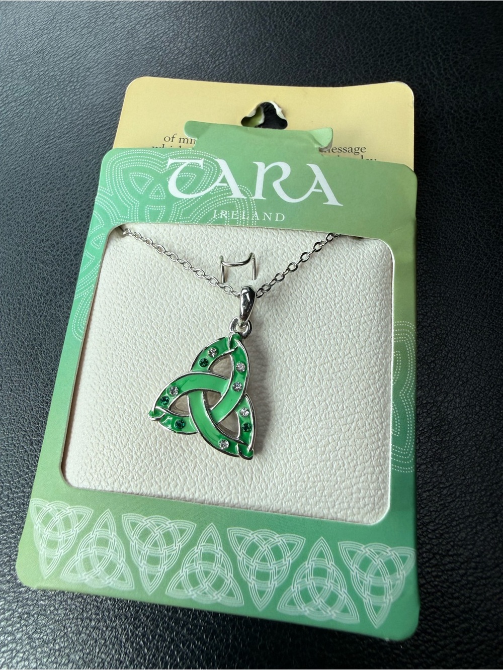 Tara Jewelry Green Enameled Celtic Knot Pendant Necklace with Crystals